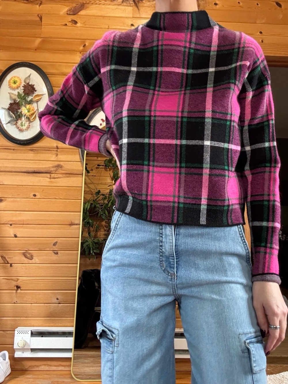 💋Nicole Miller Pink Plaid Sweater